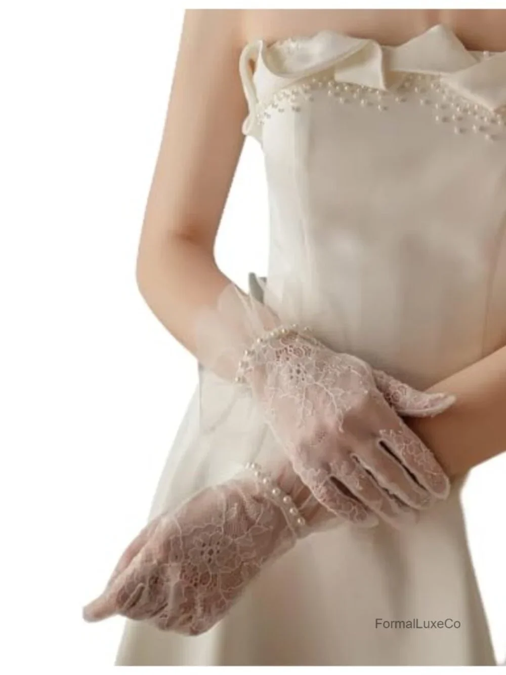 Short Lace Gloves Tea Party Costume Gloves for Wedding